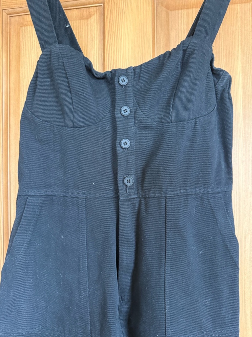 Black Button-Front Wide-Leg Jumpsuit - Picture 2 of 2